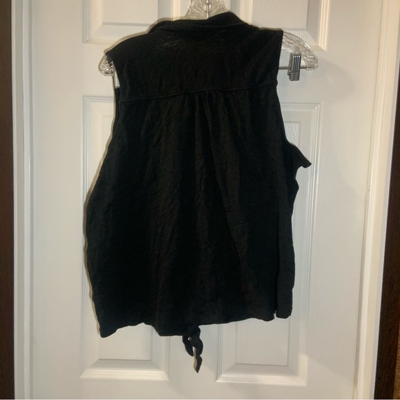 Time & Tru Black Collared Sleeveless Button Front Tie Knot Blouse XXL - Picture 8 of 8